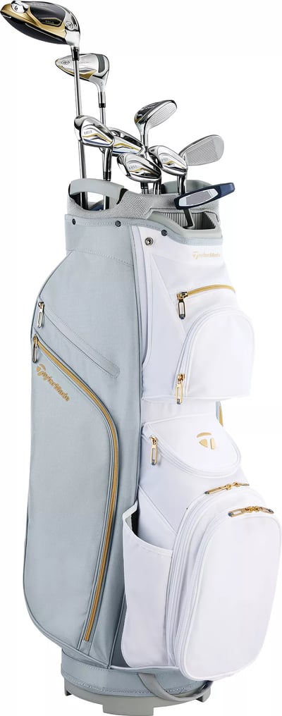 TaylorMade Womens Kalea Gold Complete Golf Package Set - Cart Bag - Cart Bag - GREY/WHITE - RIGHT