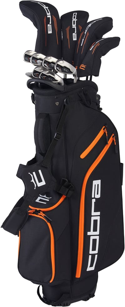 Cobra 2025 XL 16-Piece Stand Bag Complete Set, Left Hand, Men’s, Black/Orange