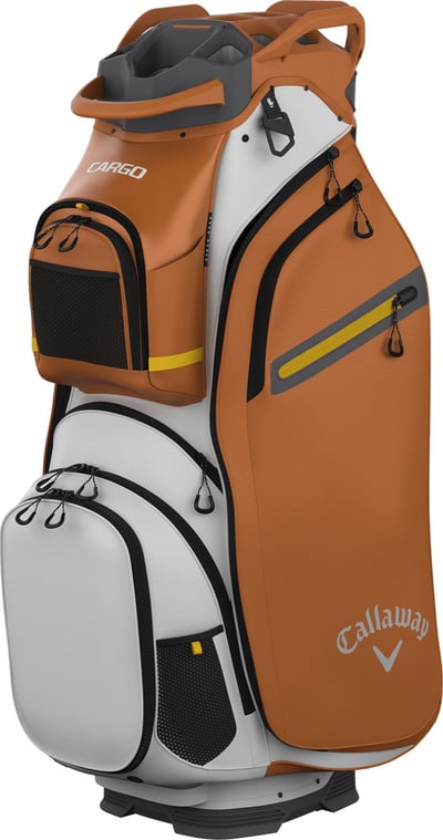 Callaway 2025 Cargo Cart Bag, Men’s, White/Copper/Goldenrod