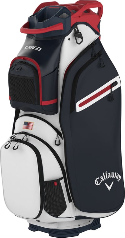 Callaway 2025 Cargo Cart Bag, Men’s, White/Navy/Red/Flag