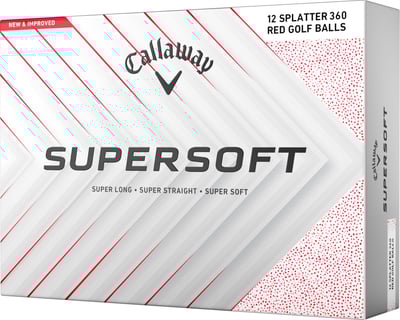Callaway 2025 SuperSoft Splatter Golf Ball #1-#4 12-Ball Pack White/Red