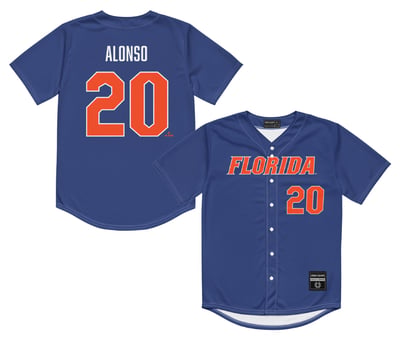 Campus Ink Men's Florida Gators Pete Alonso #20 Royal Replica Baseball Jersey, XL, Blue