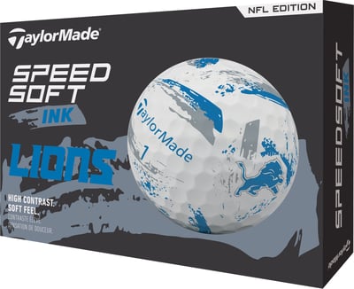TaylorMade Speed Soft INK NFL Golf Balls #1-#4 12-Ball Pack Detroit Lions White