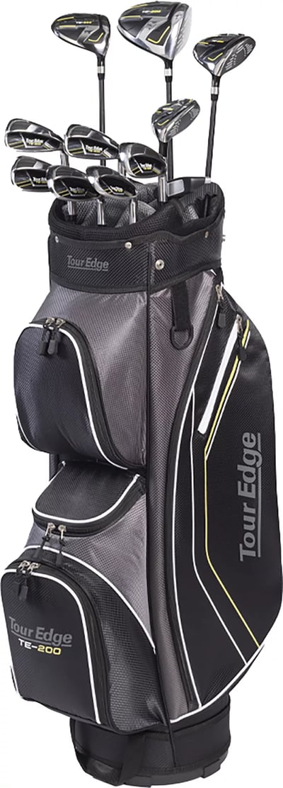 Tour Edge Senior TE-200 12-Piece Cart Bag Complete Set, Left Hand, Men's, Black/Yellow