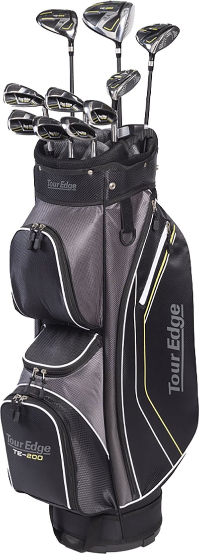 Tour Edge TE-200 12-Piece Stand Bag Complete Set, Right Hand, Men’s, Black/Yellow