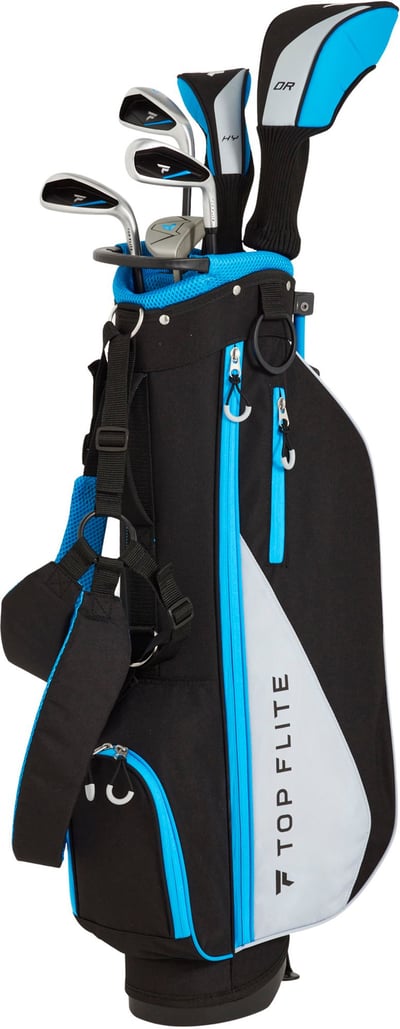 Top Flite Youth 9-Piece Complete Set (Height 53″ & Up/Ages 9-12), Right Hand, Black/Blue