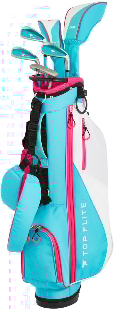 Top Flite Youth 9-Piece Complete Set (Height 53″ & Up/Ages 9-12), Right Hand, Teal/Pink