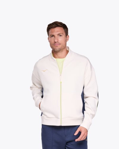 HOKA Men's Kaitoro Knit Jacket in Alabaster/Varsity Navy, Size XL