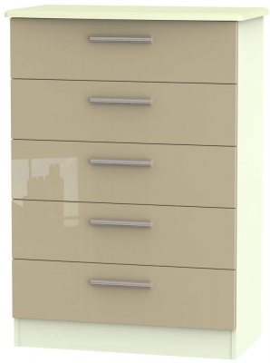 Welcome Furniture Bedroom Knightsbridge Mushroom and Cream 5 Drawer Chest