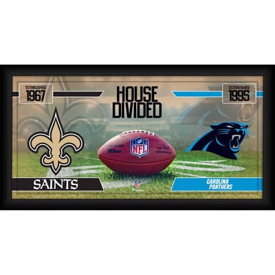Fanatics Authentic New Orleans Saints vs. Carolina Panthers Framed 10" x 20" House Divided Football Collage