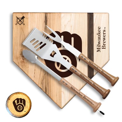 Baseball BBQ Milwaukee Brewers 12'' Silver Slugger Combo Set