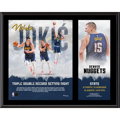 Fanatics Authentic Nikola Jokic Denver Nuggets 12" x 15" Record Setting Triple-Double Sublimated Plaque