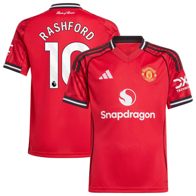 Youth adidas Marcus Rashford Red Manchester United Home 2025/26 Replica Player Jersey
