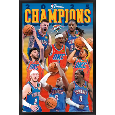 Trends International Oklahoma City Thunder 2025 NBA Finals Champions Framed 22.375" x 34" Poster