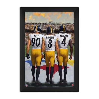 Sporticulture Aaron Rodgers, DK Metcalf & T.J. Watt Pittsburgh Steelers Framed Three-Player Art Print