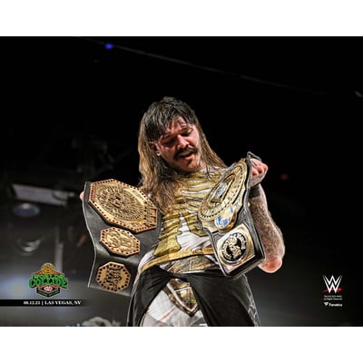 Fanatics Authentic Dominik Mysterio WWE Unsigned AAA Worlds Collide Holding Both Titles Photograph
