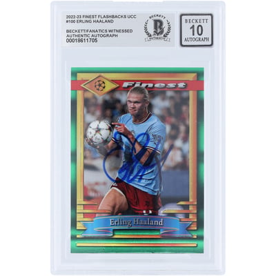 Erling Haaland Manchester City Autographed 2022-23 Topps Finest Flashback UEFA #100 Beckett Fanatics Witnessed Authenticated 10 Card