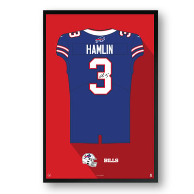 Sporticulture Damar Hamlin Buffalo Bills 14" x 20" Framed Jersey Print