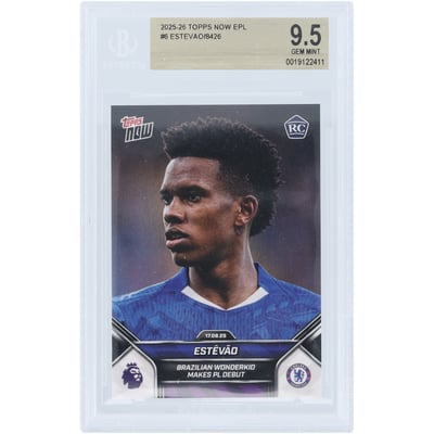 Estêvão Chelsea 2025-26 Topps Now Brazilian Wonderkid Makes PL Debut #6 BGS Authenticated 9.5 Rookie Card