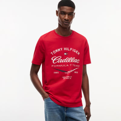 Men's Tommy Hilfiger x Cadillac F1 Team Red Collab Graphic T-Shirt