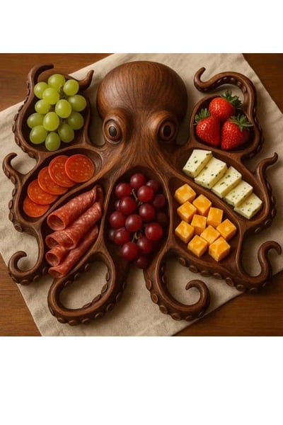 Boohooman Mens Brown Style 2 Kitchen Animal-Shaped Cooked Food Platter, Brown