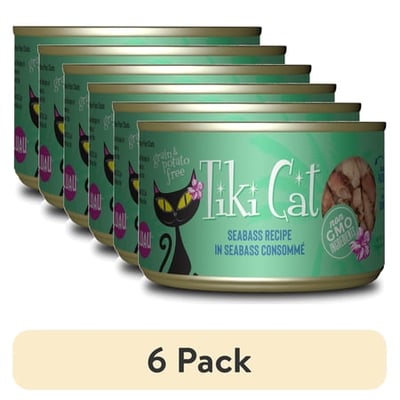 Tiki Pets (6 pack) Tiki Cat Luau Wet Cat Food Seabass 6 oz. Can