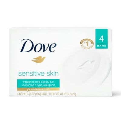 Dove Sensitive Skin Beauty Bar - 15 oz Fragrance-Free Cleanser