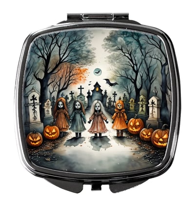 Caroline s Treasures Creepy Dolls Spooky Halloween Compact Mirror 2.75 in x 3 in