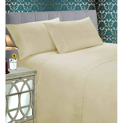 Elegant Comfort Gift Bed sheet set 1500 Series Twin-Ivory