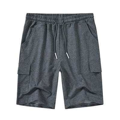 Satankud Men's Casual Cargo Shorts Classic Relaxed Drawstring Stretch Elastic Waist Beach Shorts with 5 Pockets DarkGrey-34