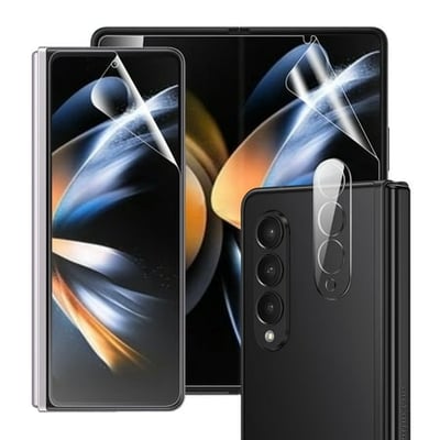 Elegant Choise Screen Protector Hydrogel with Camera Lens Protector Tempered Glass for Samsung Galaxy Z Fold 4 Clear
