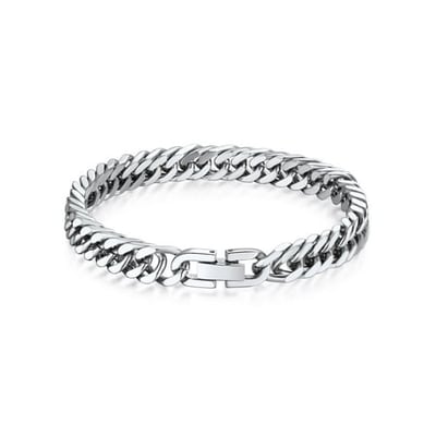 Bandmax 8MM Stainless Steel Cuban Chain Bracelets for Men Women Miami Curb Link Hand Chain Wristlet for Birthday Valentines' Gift Biker Wrist Chain Jewelry