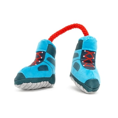 BARK Appalachian Tail Boots Blue Hiking Boots Plush Dog Toy Extra Small to Small