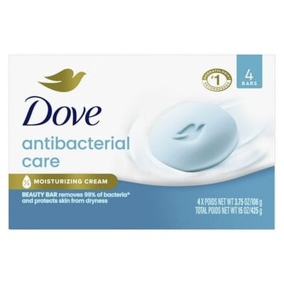Dove Antibacterial Beauty Bar Soap for All Skin, 4-Pack 3.75 oz