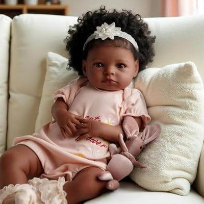 BABESIDE 20 Inch Lifelike Reborn Baby Dolls Black Girl Girl Newborn Real Life Baby Girl Dolls Soft Vinyl and Cloth Body with Gift Box for Kids Age 3+