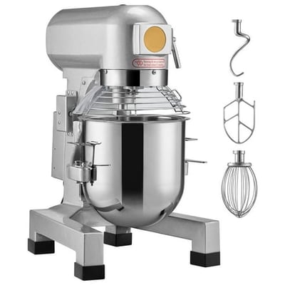 KFFKFF 14L Commercial Stand Mixer with 3-Speed Settings 550W Motor Stainless Steel Bowl and 3 Attachments for Dough Perfect for Restaurants Bakeries Pastry Shops and Cafes