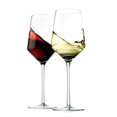 NutriChef Crystal Wine Glasses 2 Elegant Tall Red & White Wine Clear Stemmed Glass Drinkware Clear