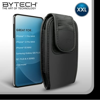 Bytech XXL Vertical Universal Smartphone Holster Case - Compatible with iPhone 11 Pro Max iPhone 12 Pro Max iPhone XS Max Samsung Galaxy S20 Plus Samsung Galaxy S21 Plus Samsung Galaxy A Series