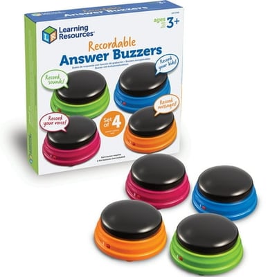 Learning Resources Recordable Answer Buzzers - Sound Effect Button Family Game Shows Ages 3+