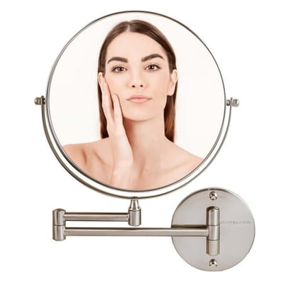 OVENTE 9" Double-Sided Wall Mount Makeup Mirror with Magnification