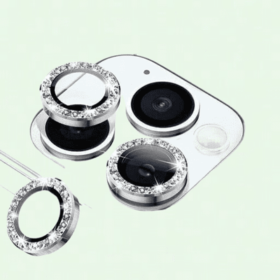 Suuchh Metal Ring Protector Glass for iPhone 11 12 13 Pro Max Camera Lens Protection On iPhone 12Pro 13Pro 14 Pro Max Camera Film (I phone 14 Pro Max Diamond Silver)