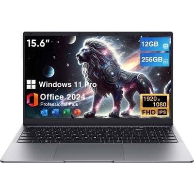 15.6" Laptop,12GB RAM 256GB SSD,Windows 11 Pro NoteBook PC,MS Office 365,Intel Celeron N4000(up to 2.6GHz) Bussiness Computer