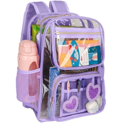 DAKIMOE Clear Backpack Heavy Duty Stadium Approved School Cute Transparent Backpacks Clear Bag Travel
