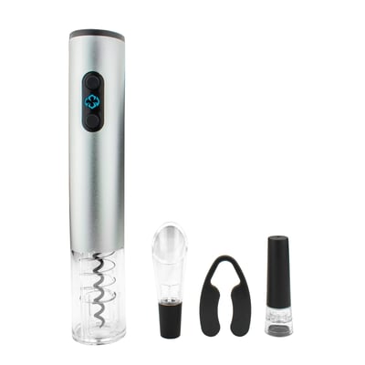 Brentwood Electric Wine Bottle Opener with Foil Cutter Vacuum Stopper and Aerator Pourer