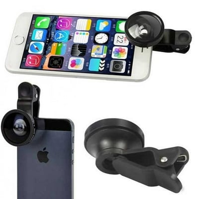 2-in-1 Fisheye Selfie Camera Lens Kit Wide Angle Macro Black D2 for iPad Pro 9.7 iPhone 5 5C 5S 6 Plus 6S Plus 7 Plus SE - Google Pixel XL - HTC 10 Bolt U11 - LG G5 G6 Stylo 3
