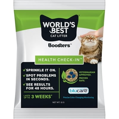 WORLD S BEST CAT LITTER® Boosters™ Health Check-in™ | Cat Litter Additive for Health Monitoring | UTI Monitoring and Detection with Color Changing Indicator | Home Testing | Vet Approved | 12g