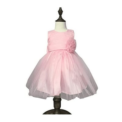 K-Cliffs Chiffon Tulle Wedding Pageant Flower Girl Dress Bow Tie Sash Satin Skirt Pink 120