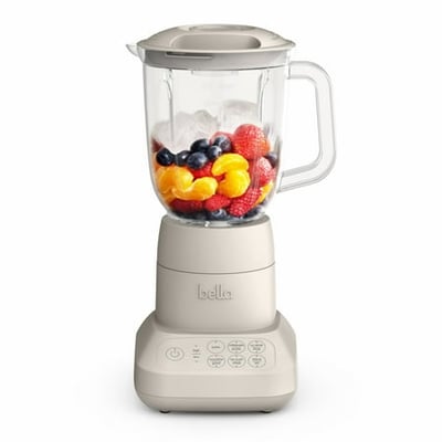 bella 10 Speed Countertop Blender 48 oz Dishwasher Safe Pitcher Juicer & Smoothie Maker with Fits-Anywhere™ Slim Flip & Store Design Stainless Steel Blade Oatmilk