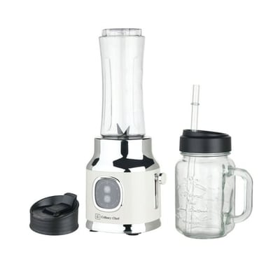 CULINARY CHEF New 20.3oz. 300W Retro Smoothie Maker Blender with Mason Jar - Cream