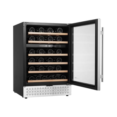 KFFKFF Wine Chiller 46 Bottle Two-Zone Wine Refrigerator Integrated & Standalone Refrigerator with Glass Panel Modifiable Racks Digital Temp Regulation Wine Chiller Appliance for Residence